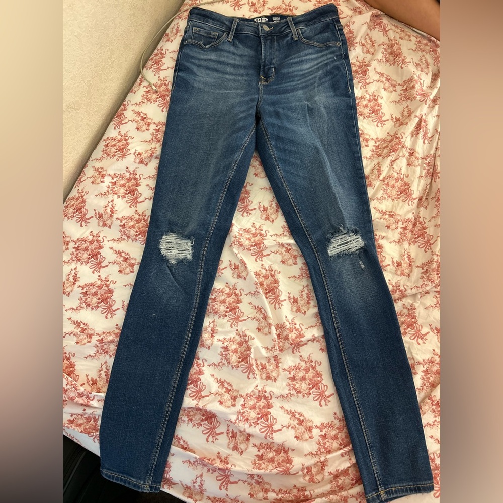 Old Navy Women's Ripped Blue Skinny Jeans